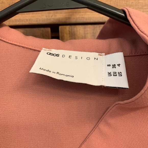 asos design collared wrap midi dress with tie belt